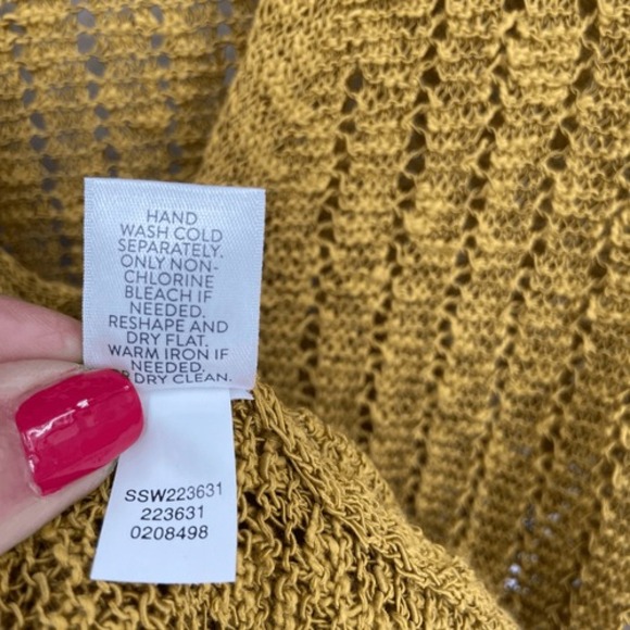 J. JILL TEXTURED OPEN STITCH‎ V-NECK SWEATER GILDED COIN Large - Picture 7 of 9